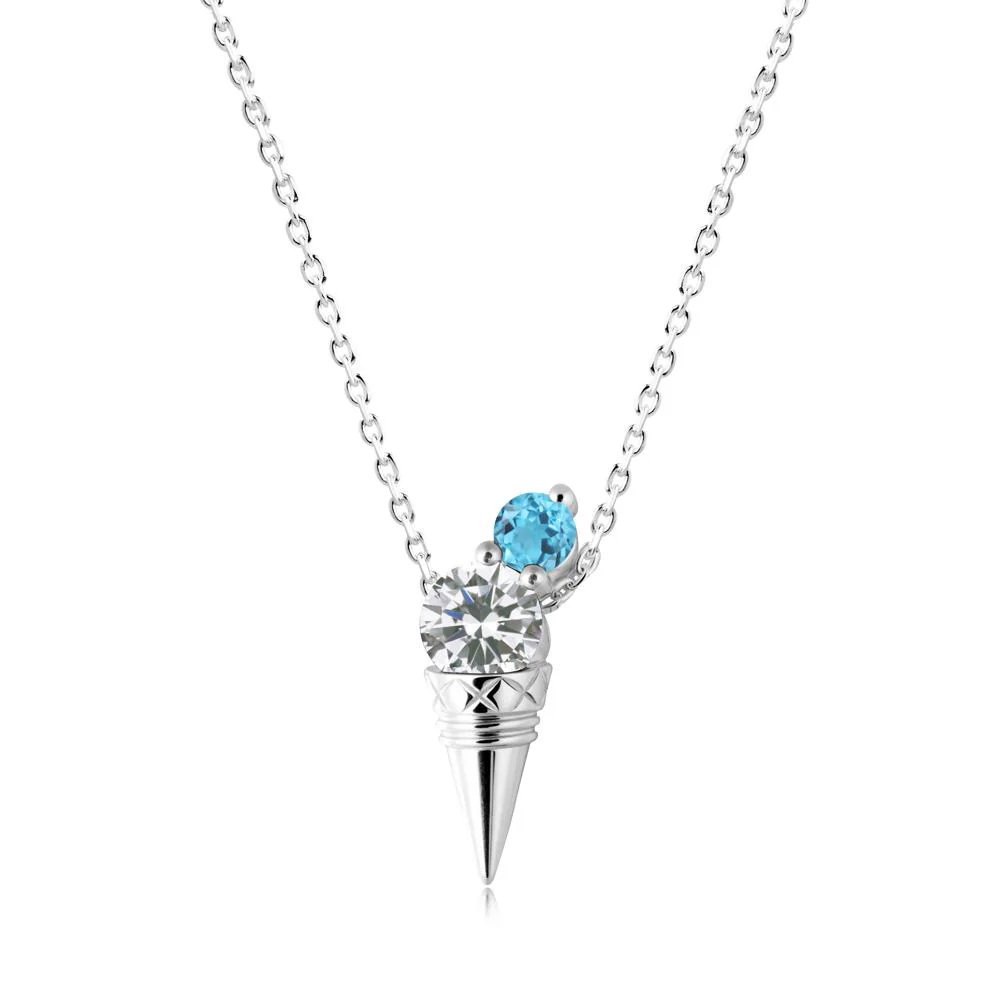 Cubic Zirconia and Swiss Blue Topaz Toi Et Moi Necklace - Image 4