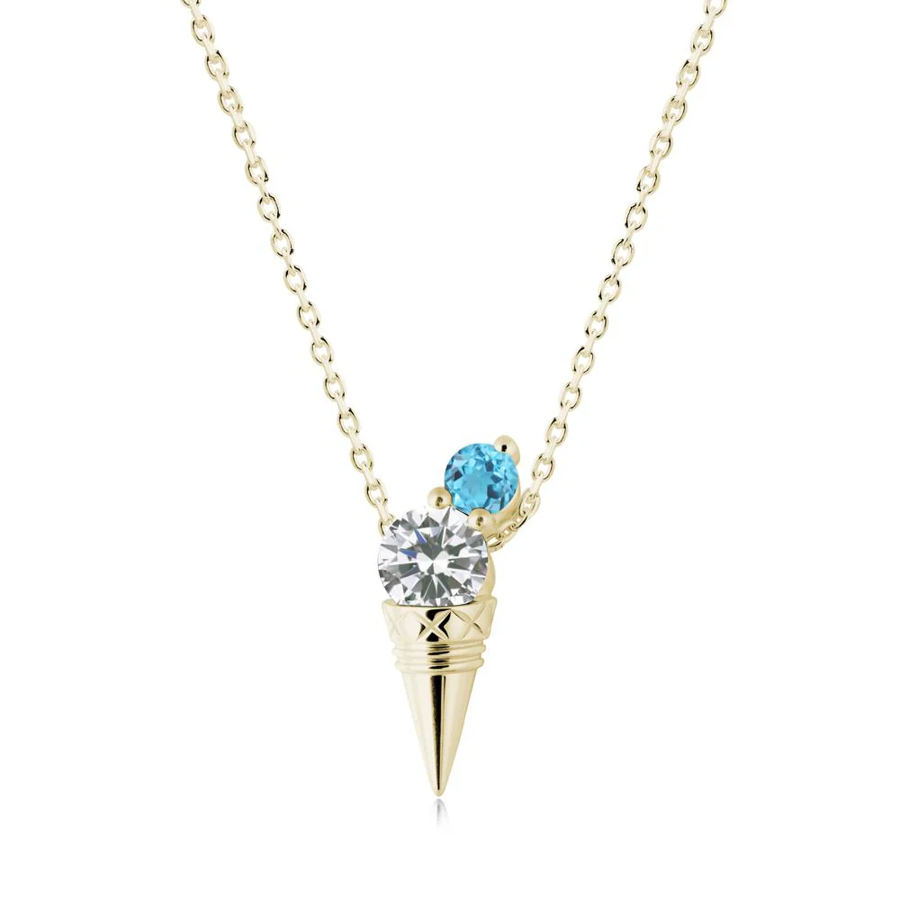 Cubic Zirconia and Swiss Blue Topaz Toi Et Moi Necklace - Image 6