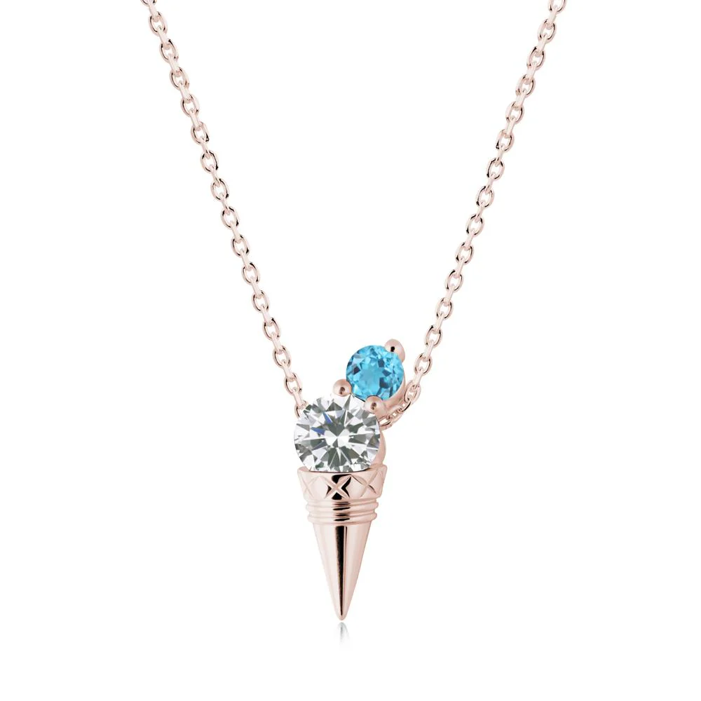 Cubic Zirconia and Swiss Blue Topaz Toi Et Moi Necklace - Image 7