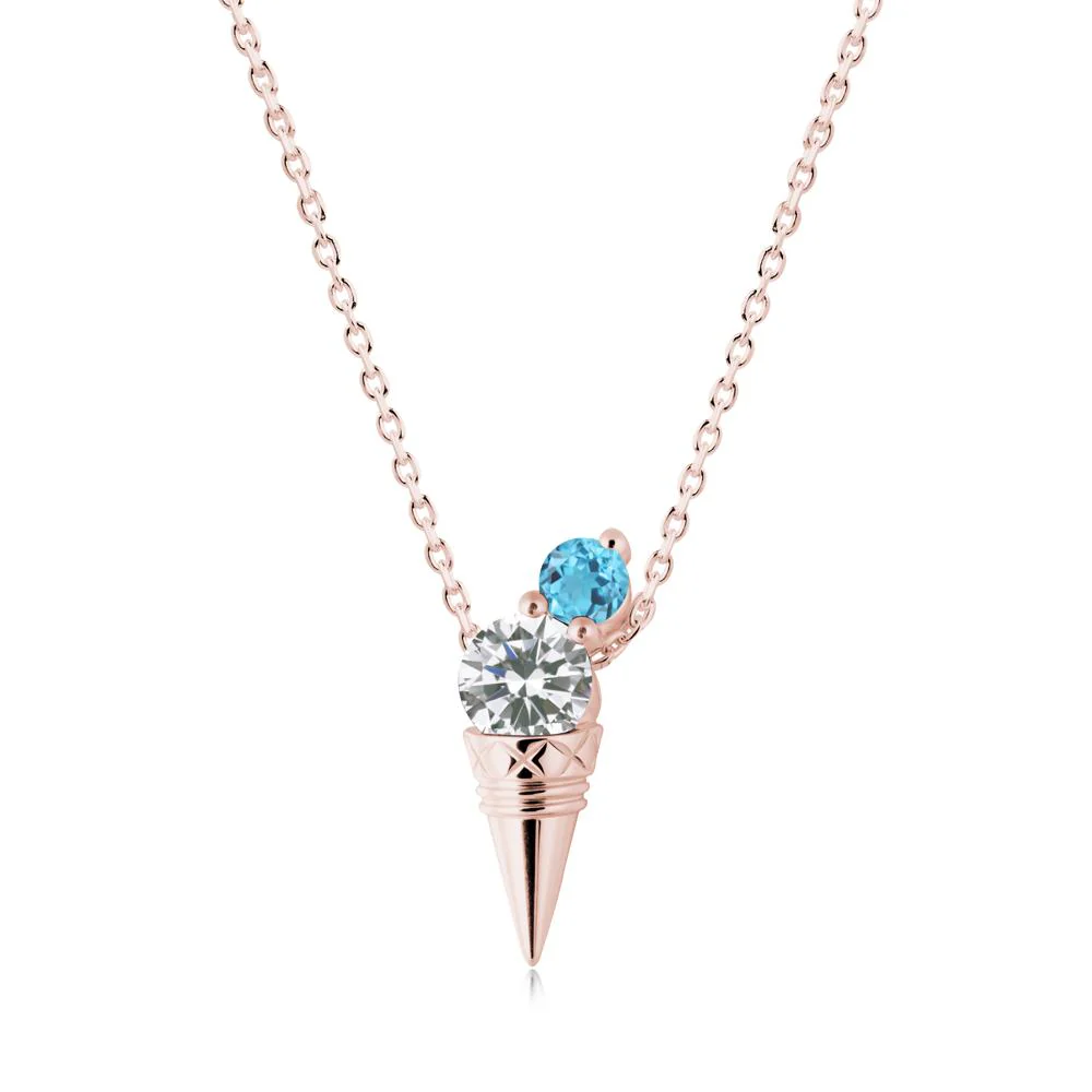 Cubic Zirconia and Swiss Blue Topaz Toi Et Moi Necklace - Image 9