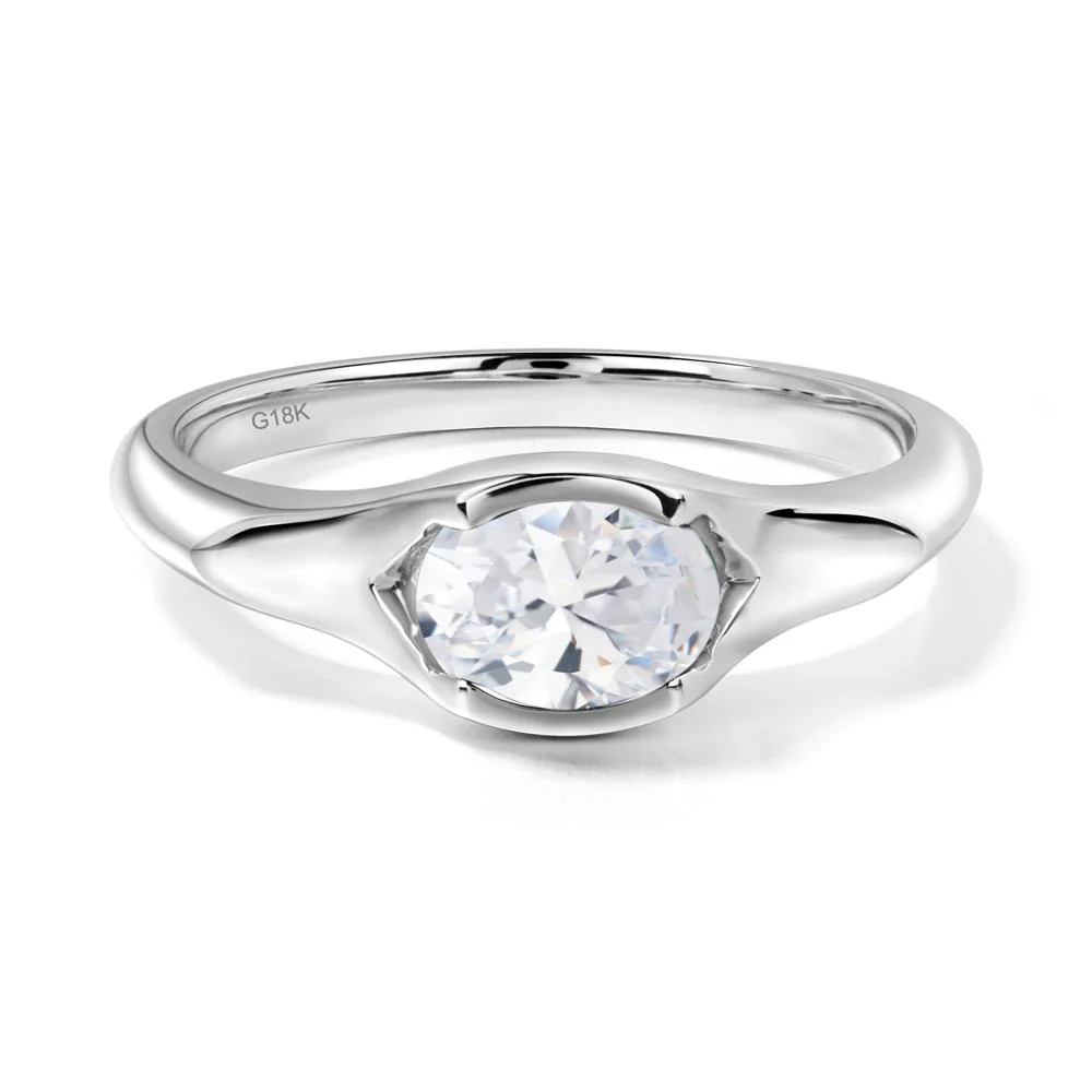 Cubic Zirconia Bezel Set Oval Engagement Ring - Image 5
