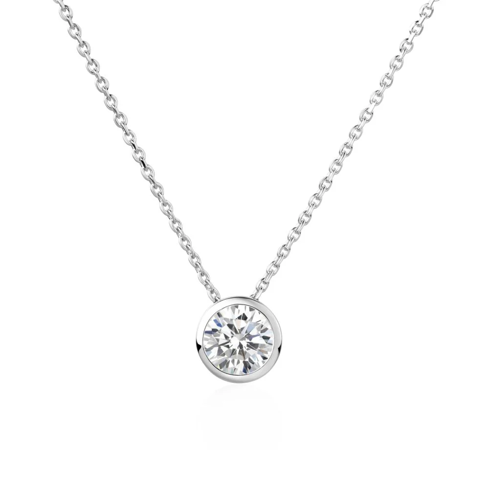Cubic Zirconia Bezel Solitaire Necklace - Image 5