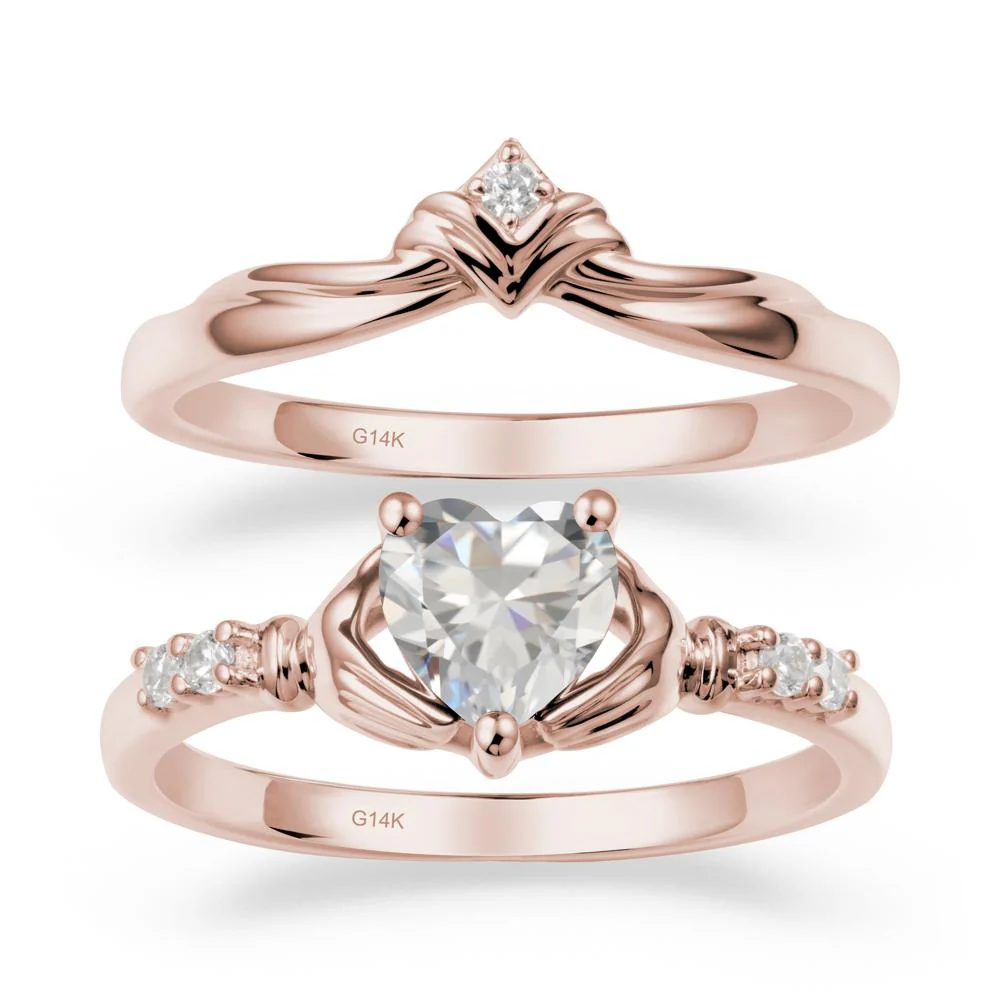 Cubic Zirconia Claddagh Wedding Ring Sets