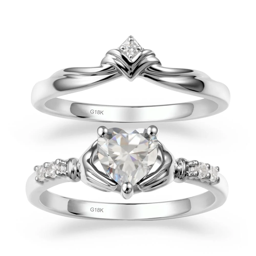 Cubic Zirconia Claddagh Wedding Ring Sets - Image 5