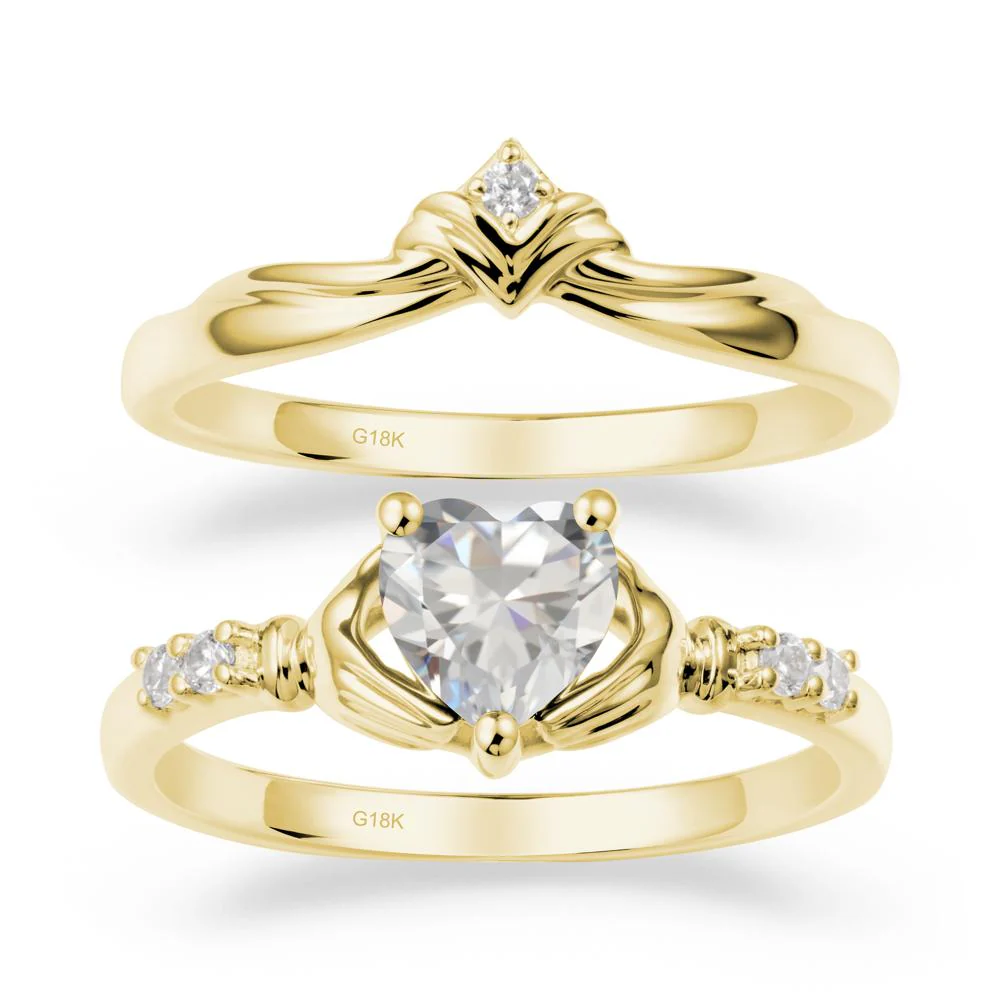 Cubic Zirconia Claddagh Wedding Ring Sets - Image 6