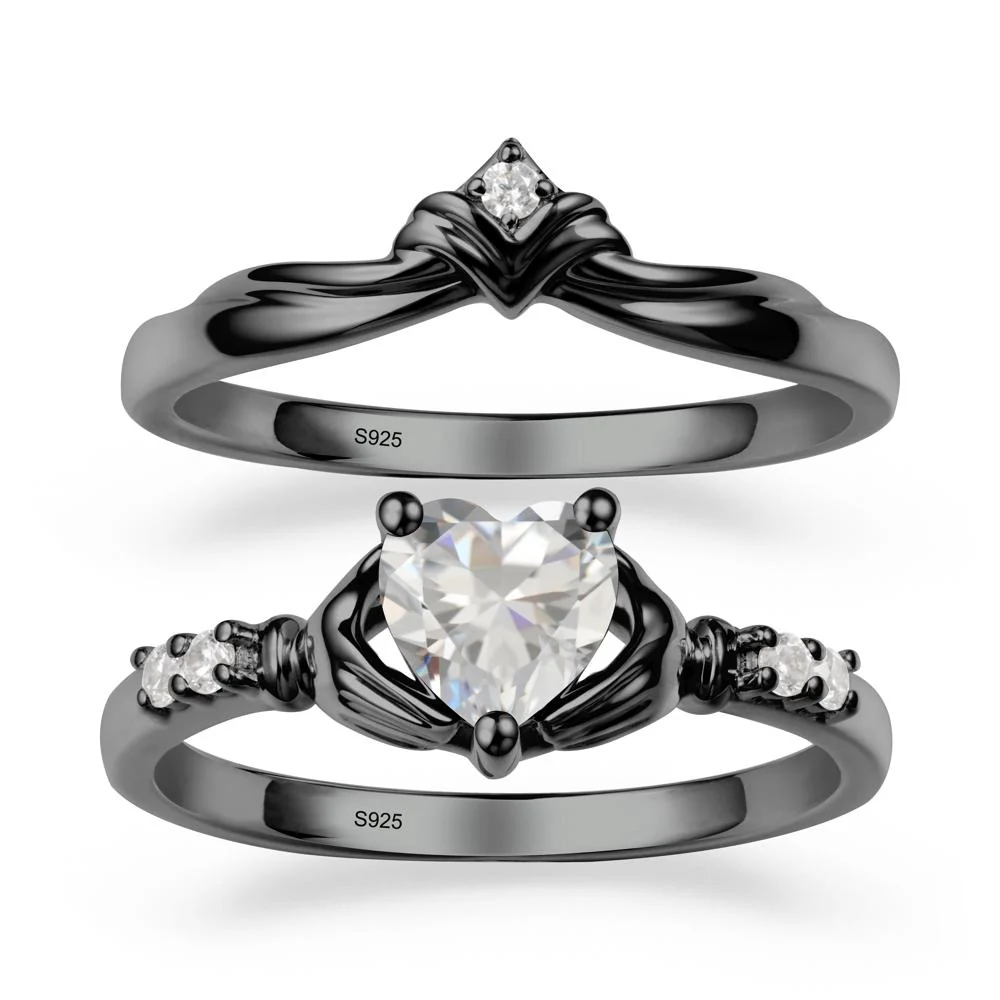 Cubic Zirconia Claddagh Wedding Ring Sets - Image 7