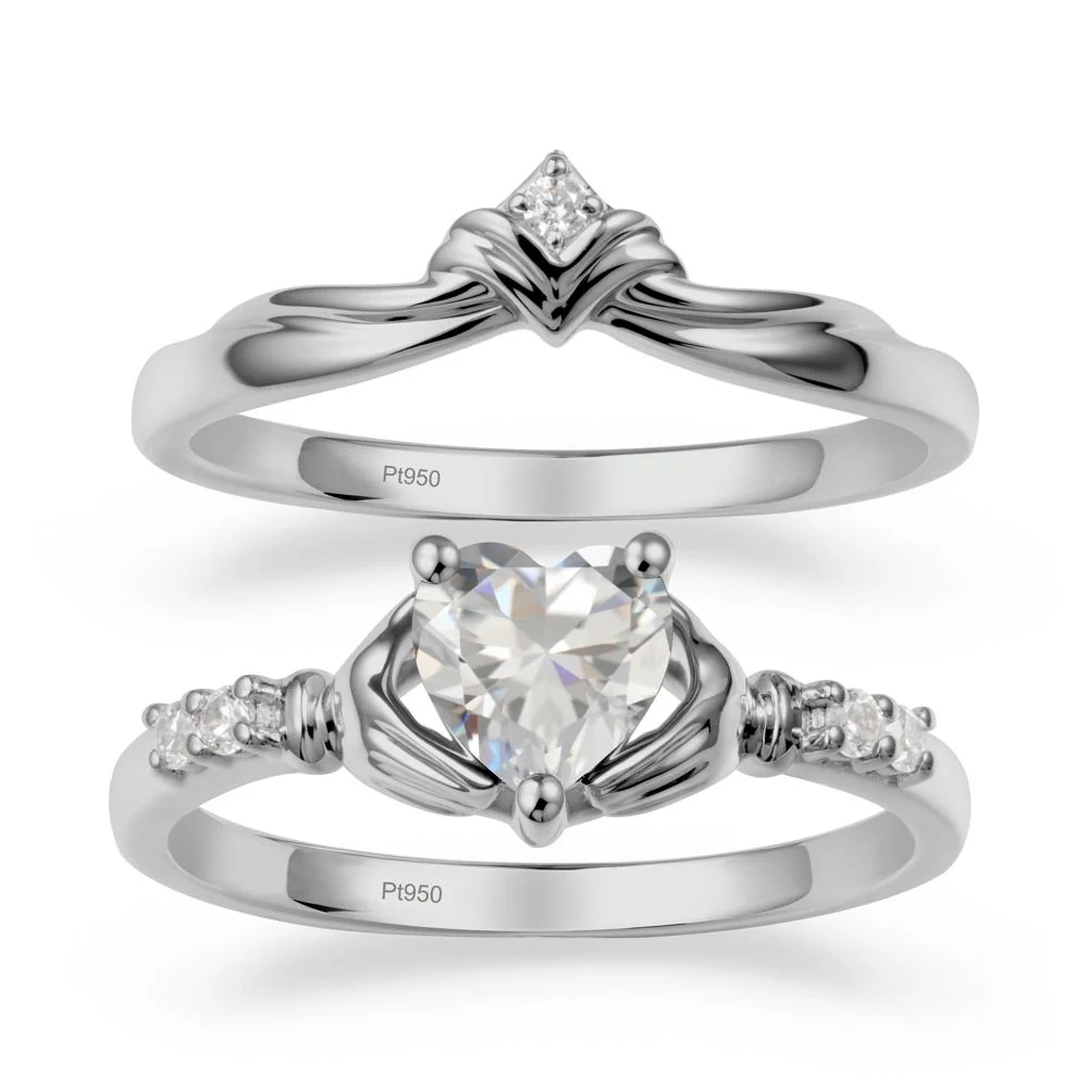 Cubic Zirconia Claddagh Wedding Ring Sets - Image 8
