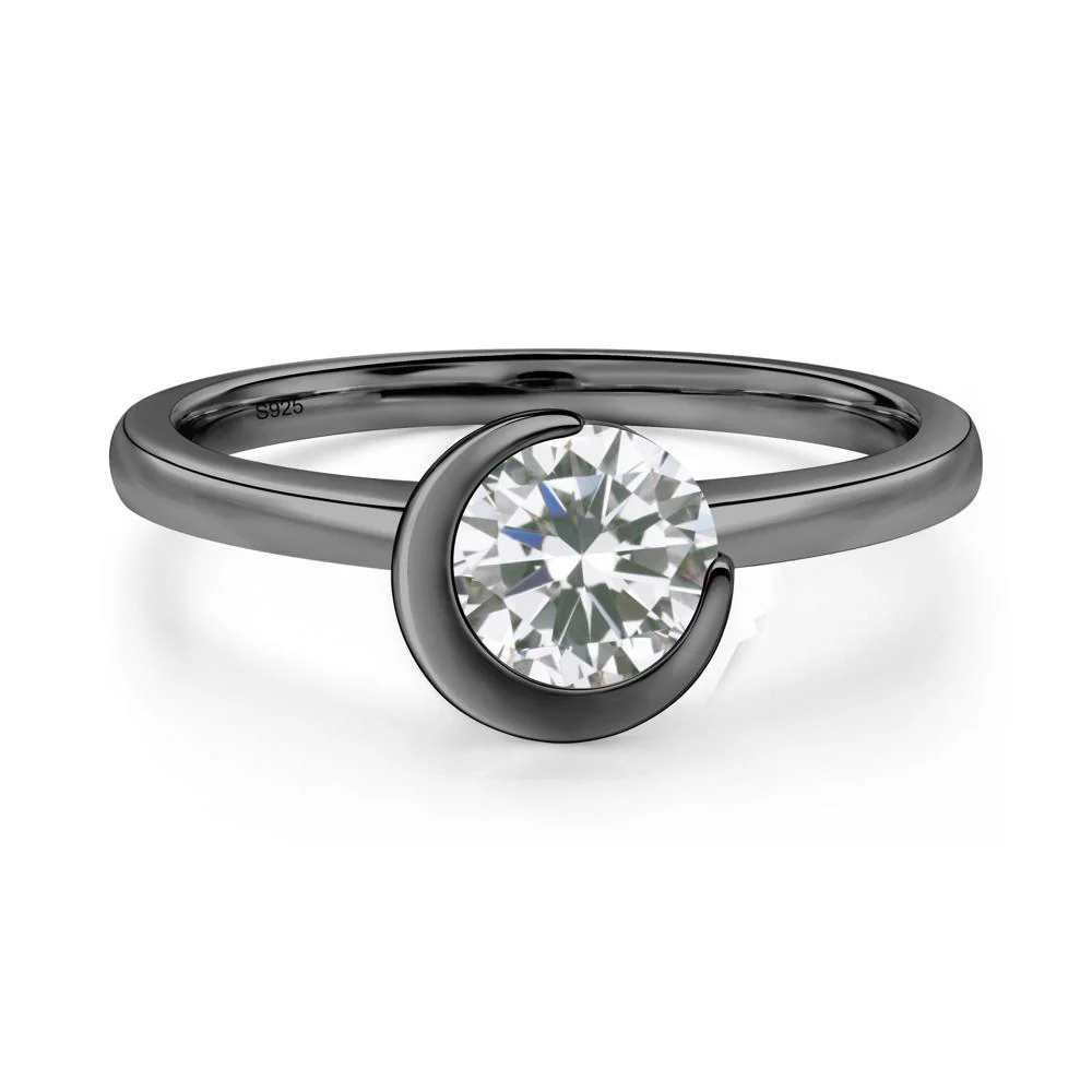 Cubic Zirconia Crescent Moon Ring