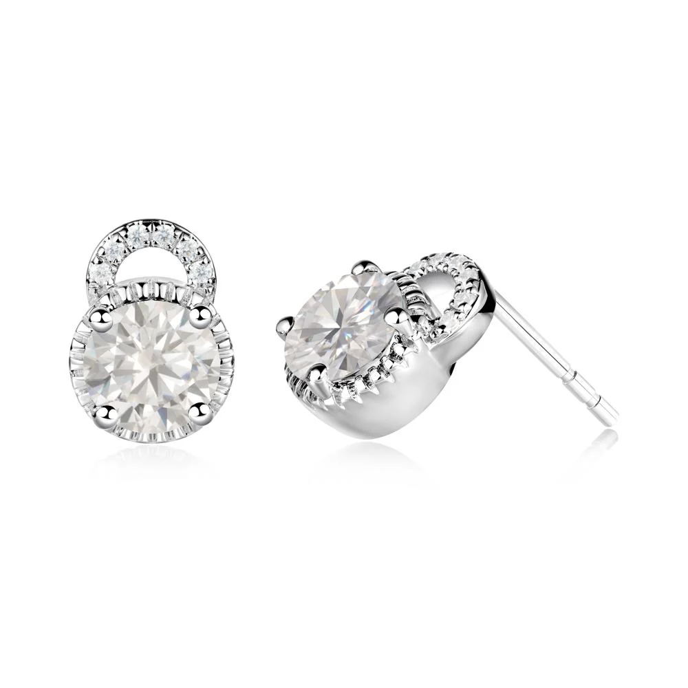 Cubic Zirconia Earrings with Sculpted Halo