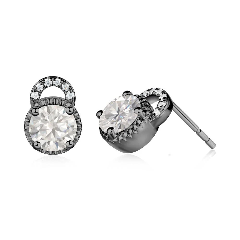 Cubic Zirconia Earrings with Sculpted Halo - Image 2
