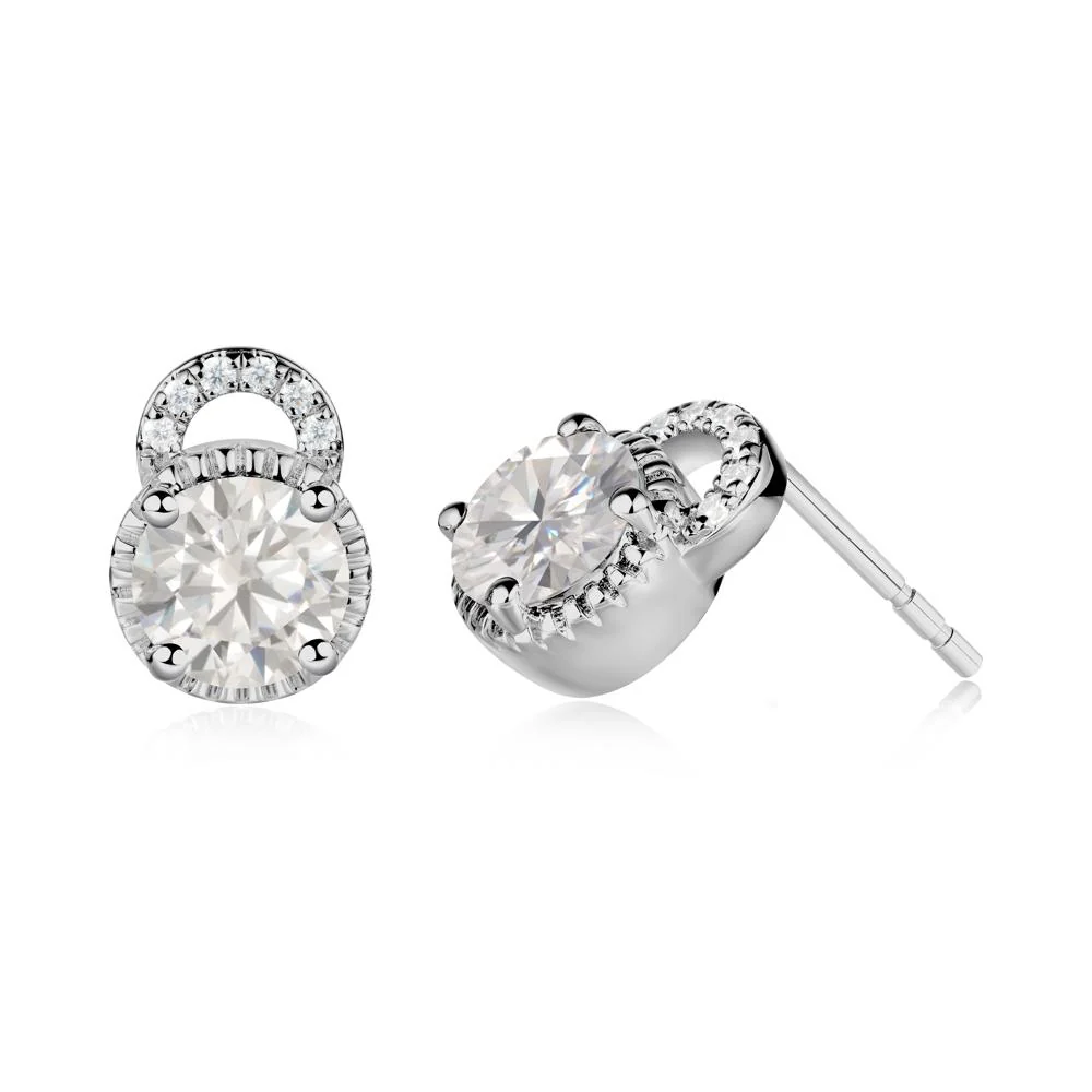 Cubic Zirconia Earrings with Sculpted Halo - Image 5