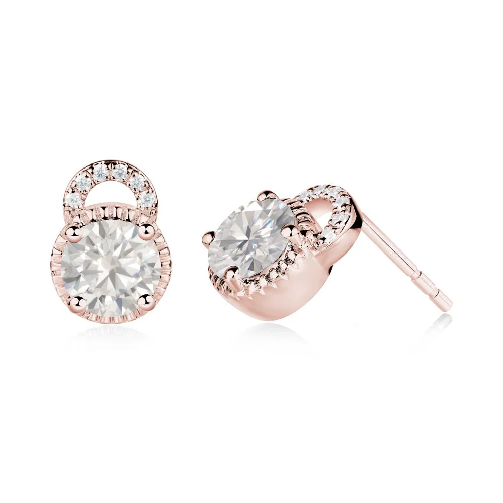 Cubic Zirconia Earrings with Sculpted Halo - Image 6