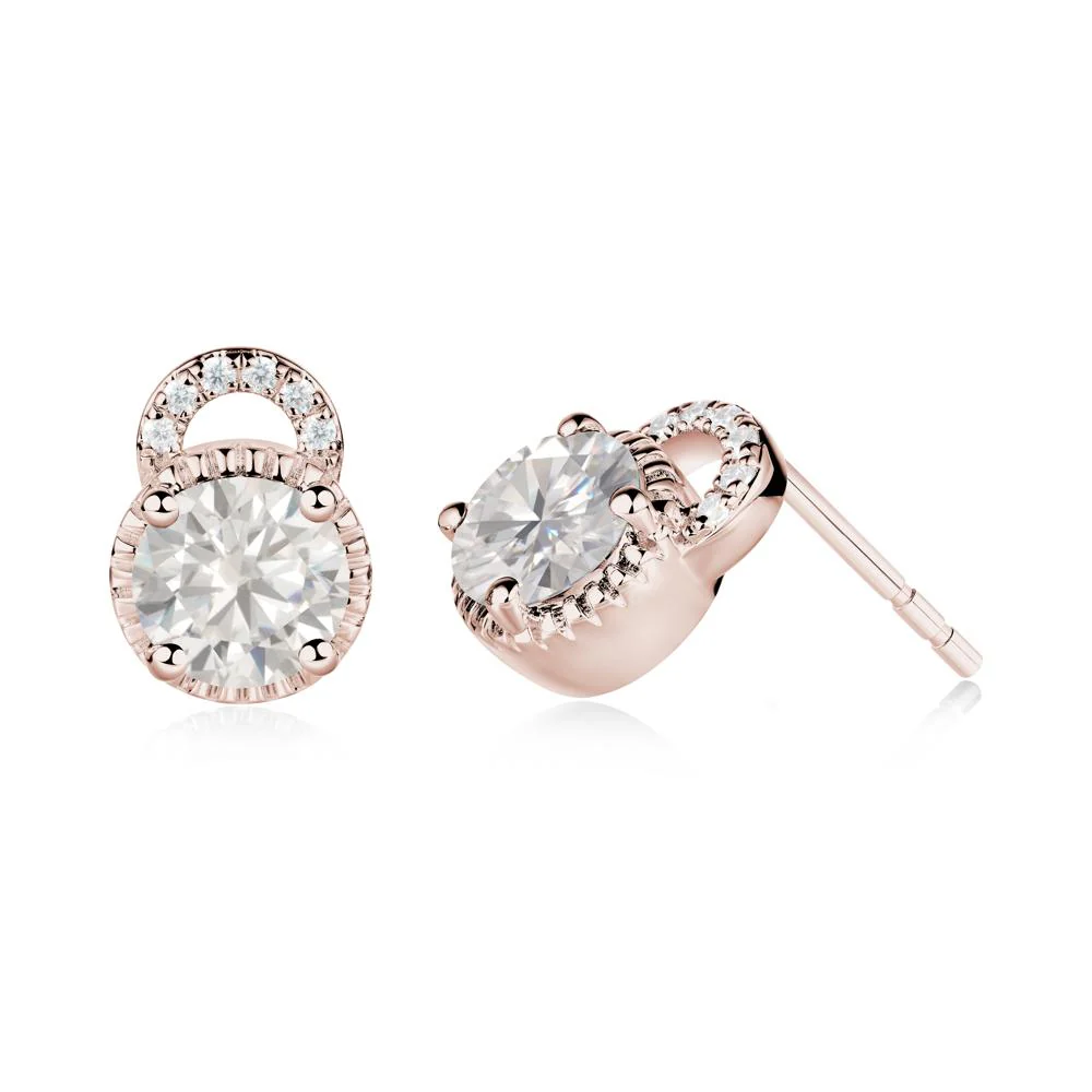 Cubic Zirconia Earrings with Sculpted Halo - Image 8