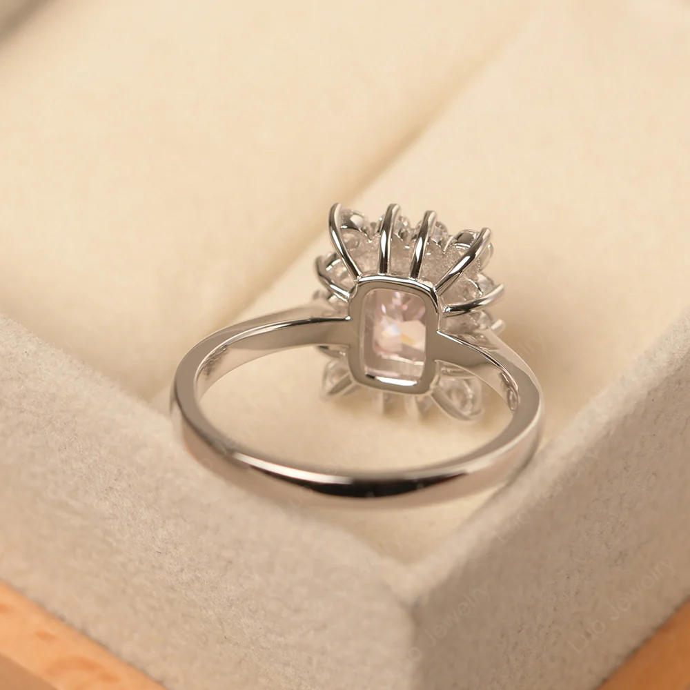 Emerald Cut Pink Cubic Zirconia Halo Luxury Ring - Image 3