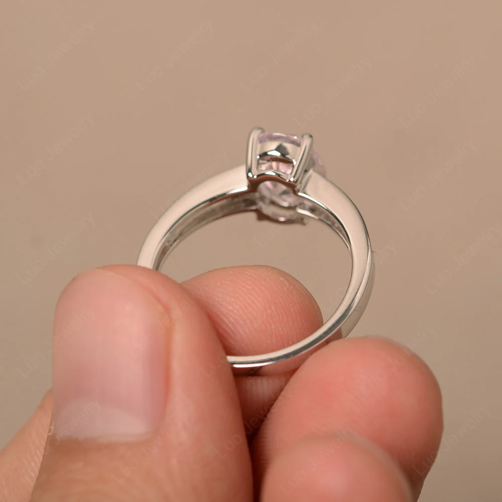 Classic Oval Pink Cubic Zirconia Engagement Ring - Image 2