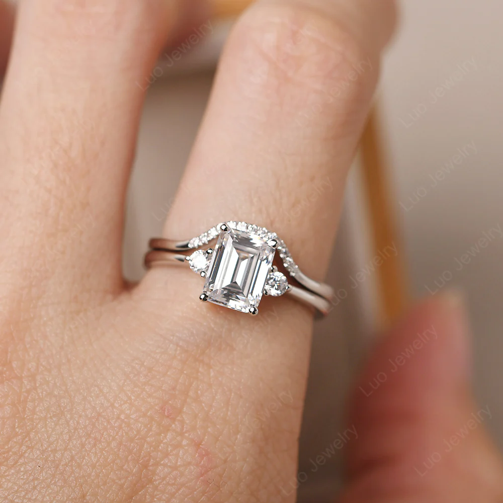 Cubic Zirconia Engagement Ring with Band - Image 7
