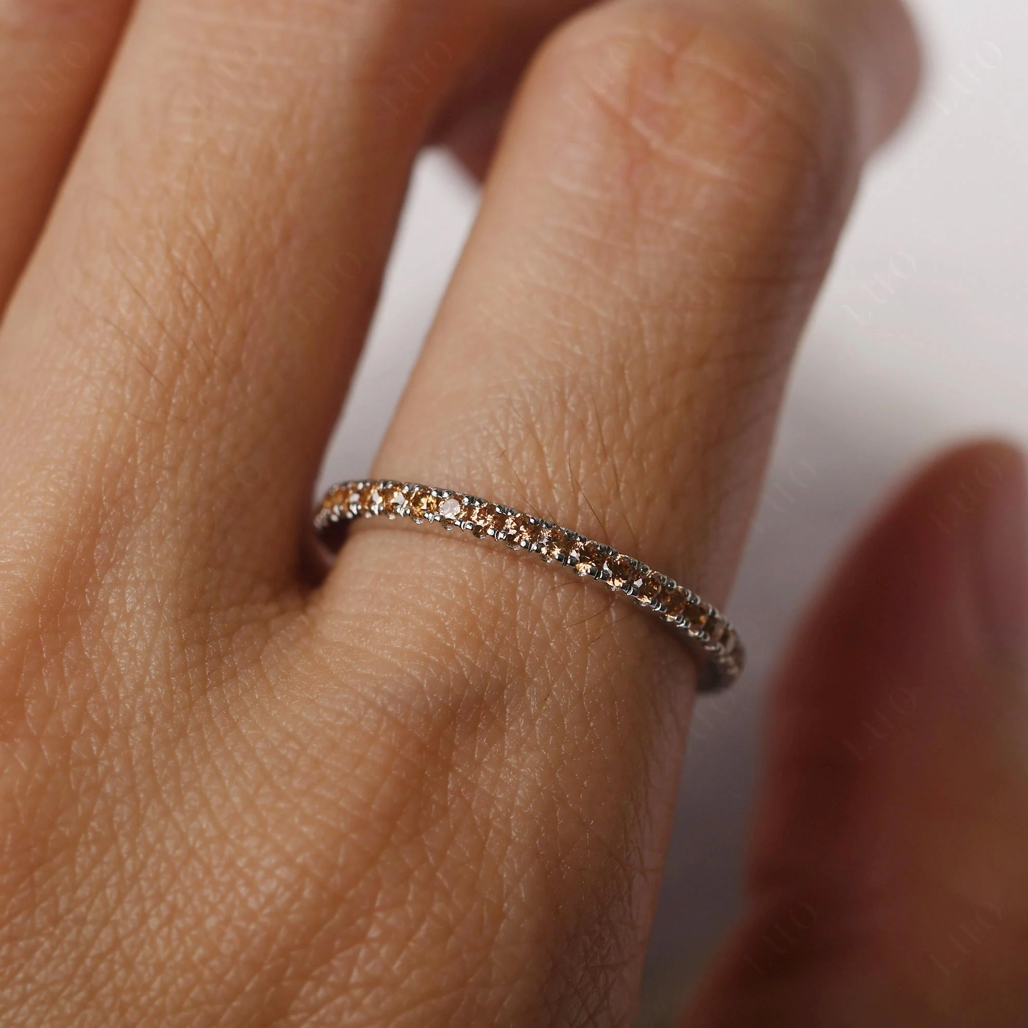Champagne Cubic Zirconia Pave Eternity Ring - Image 15