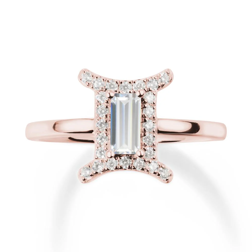 Cubic Zirconia Gemini Zodiac Halo Ring-Kind & Curious - Image 5