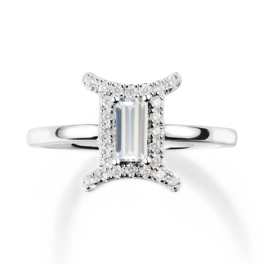 Cubic Zirconia Gemini Zodiac Halo Ring-Kind & Curious - Image 6