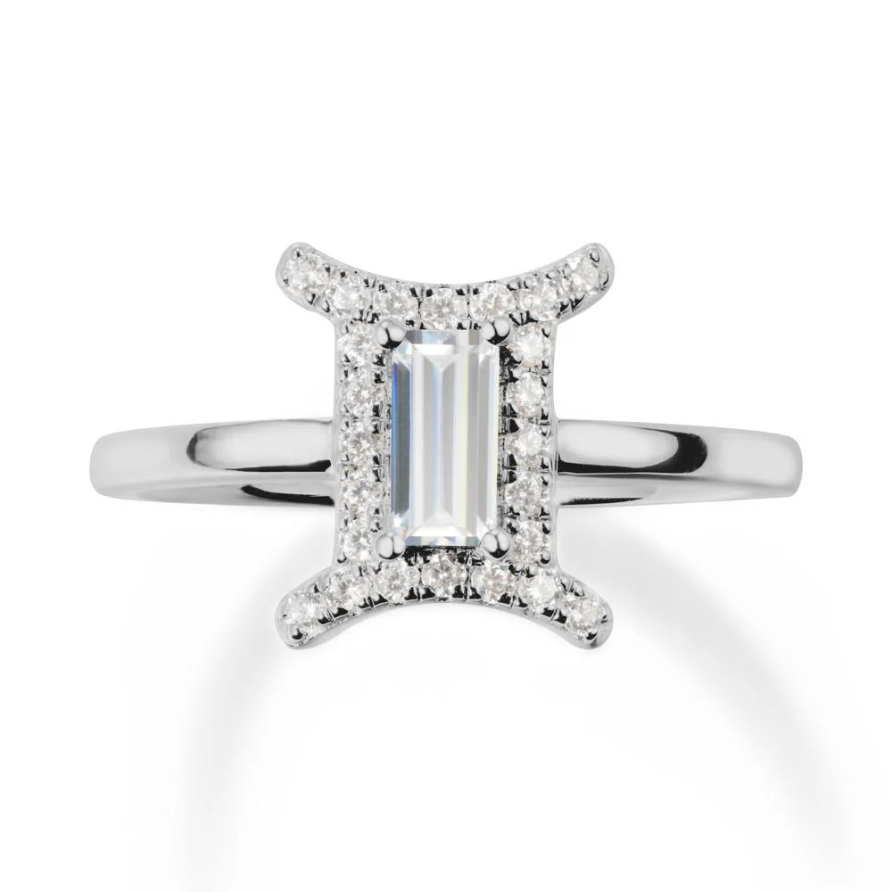 Cubic Zirconia Gemini Zodiac Halo Ring-Kind & Curious - Image 8