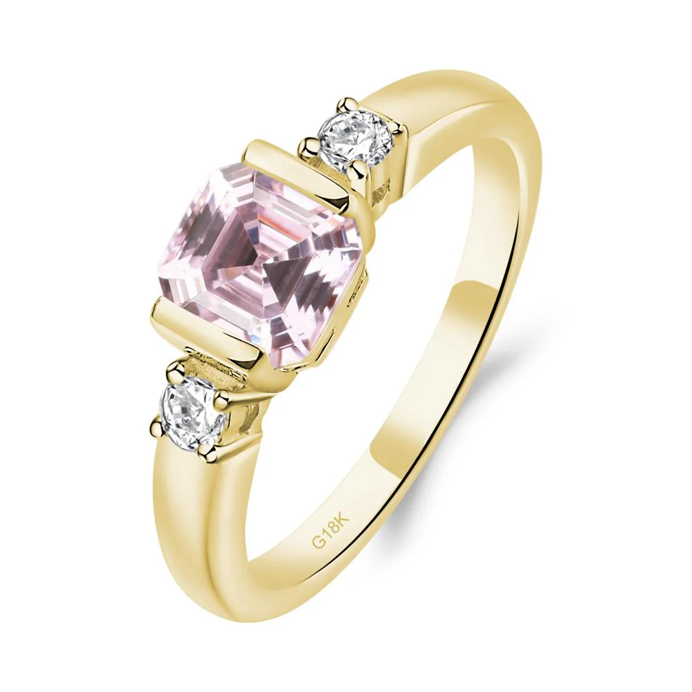 Pink Cubic Zirconia Half Bezel Set Asscher Cut Ring - Image 9