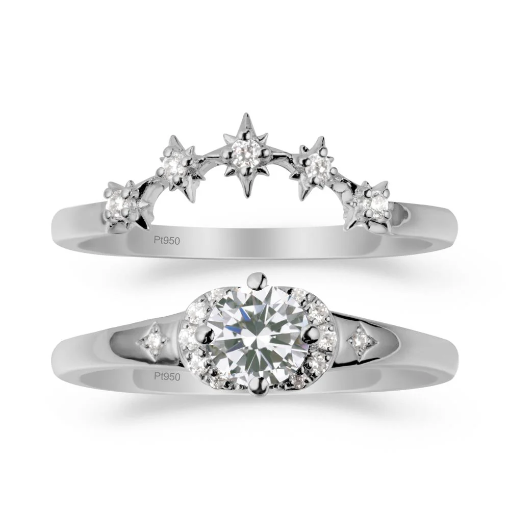 Cubic Zirconia Halo and Star Crown Ring Set - Image 8