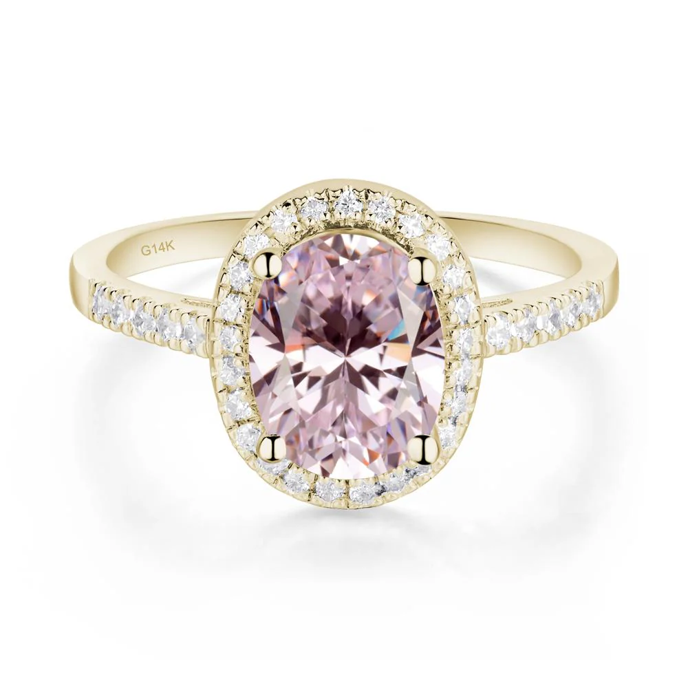 Oval Pink Cubic Zirconia Halo Ring - Image 6
