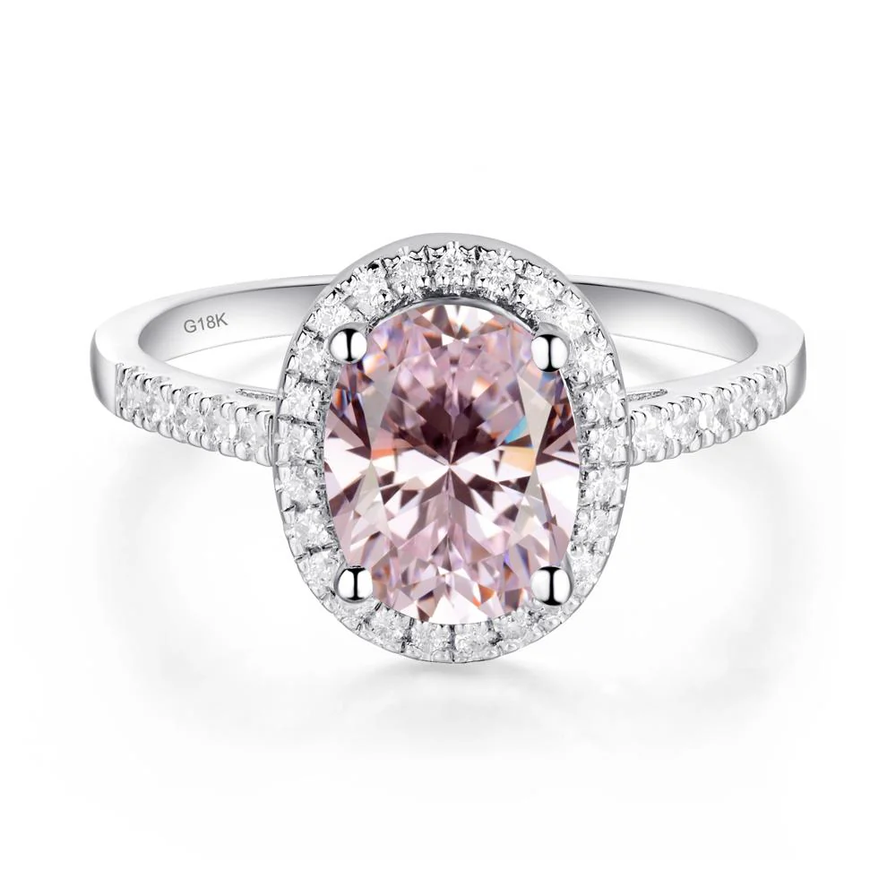 Oval Pink Cubic Zirconia Halo Ring - Image 8