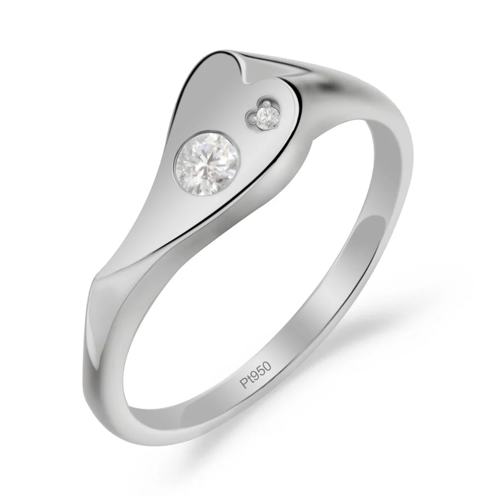 Cubic Zirconia Heart Shaped Engagement Ring - Image 6