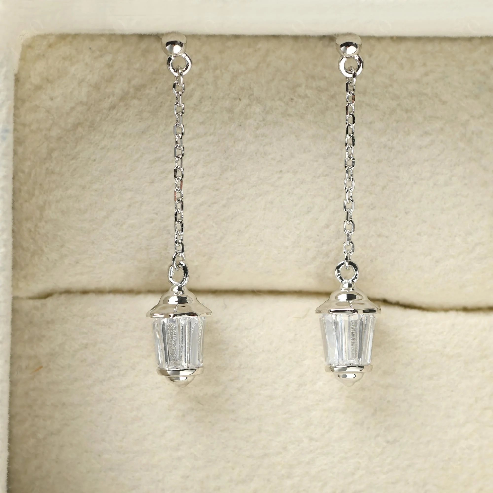 Cubic Zirconia Lantern Dangle Earrings - Image 11