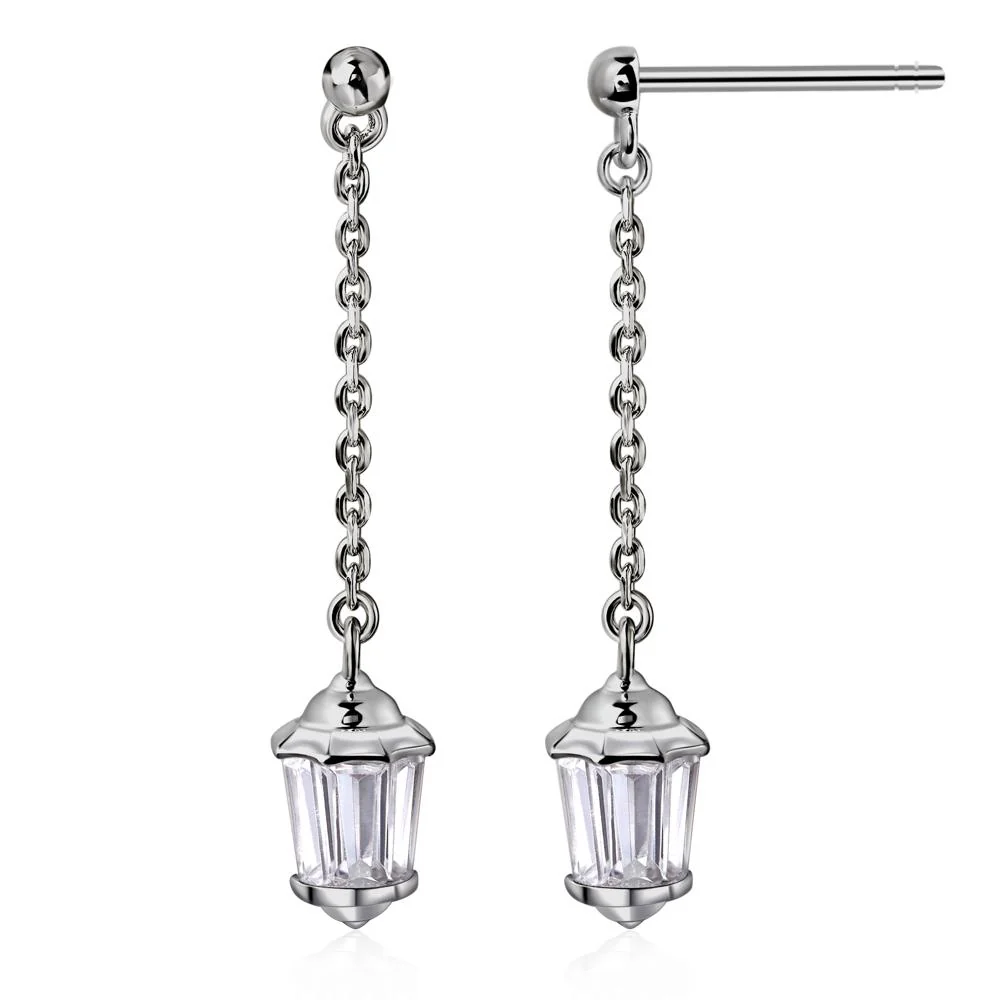 Cubic Zirconia Lantern Dangle Earrings - Image 6