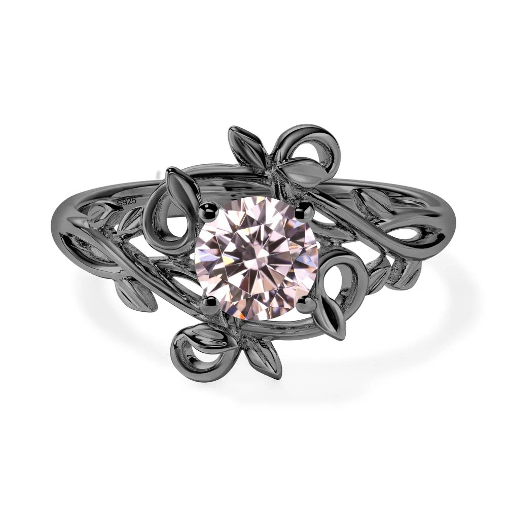 Round Cut Pink Cubic Zirconia Leaf Ring - Image 3