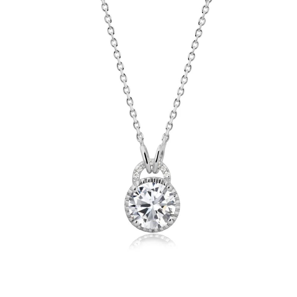 Cubic Zirconia Necklace with Sculpted Halo