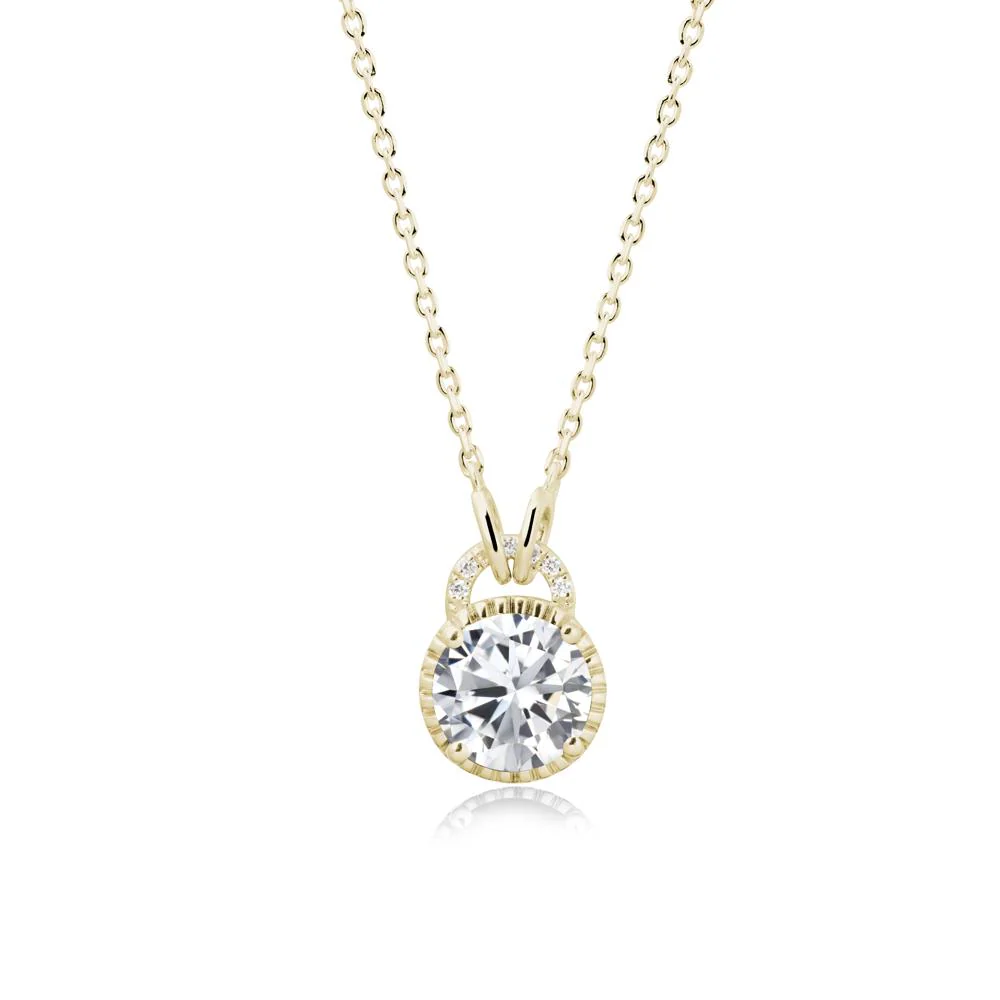 Cubic Zirconia Necklace with Sculpted Halo - Image 4