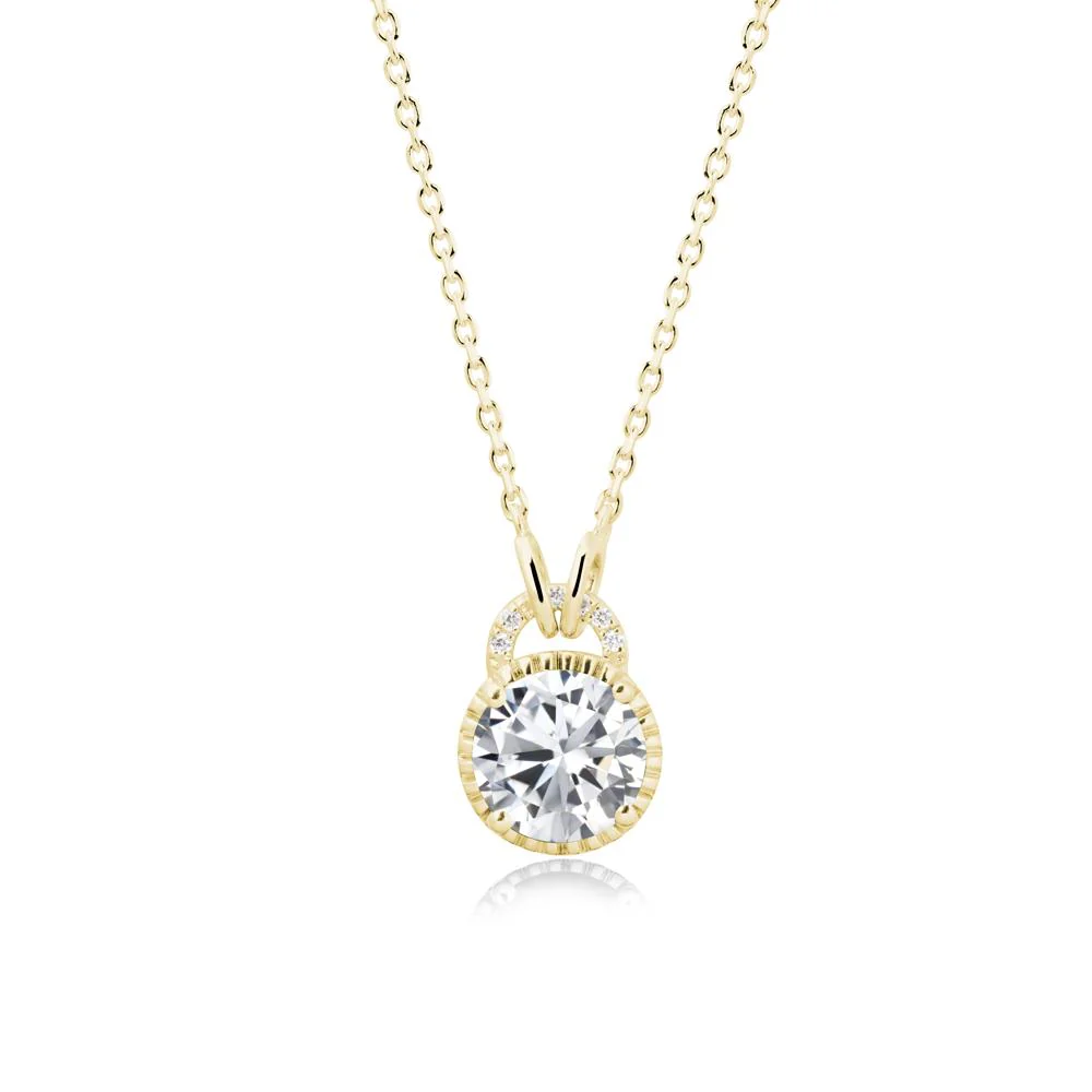 Cubic Zirconia Necklace with Sculpted Halo - Image 7