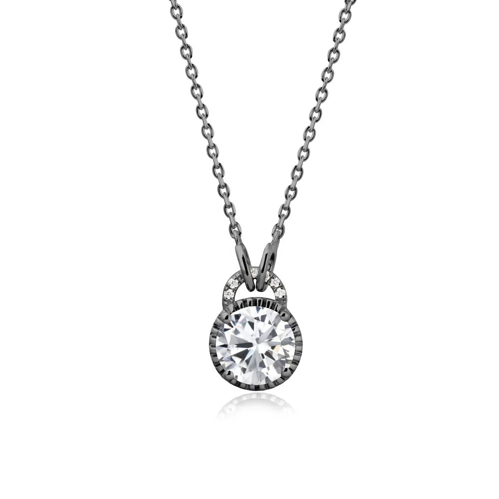 Cubic Zirconia Necklace with Sculpted Halo - Image 8