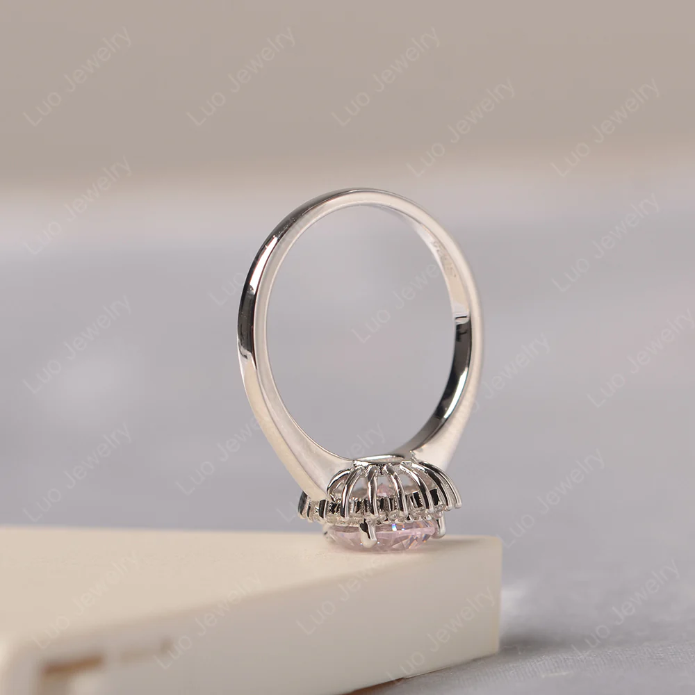 Pink Cubic Zirconia Pear Sunburst Ring - Image 4