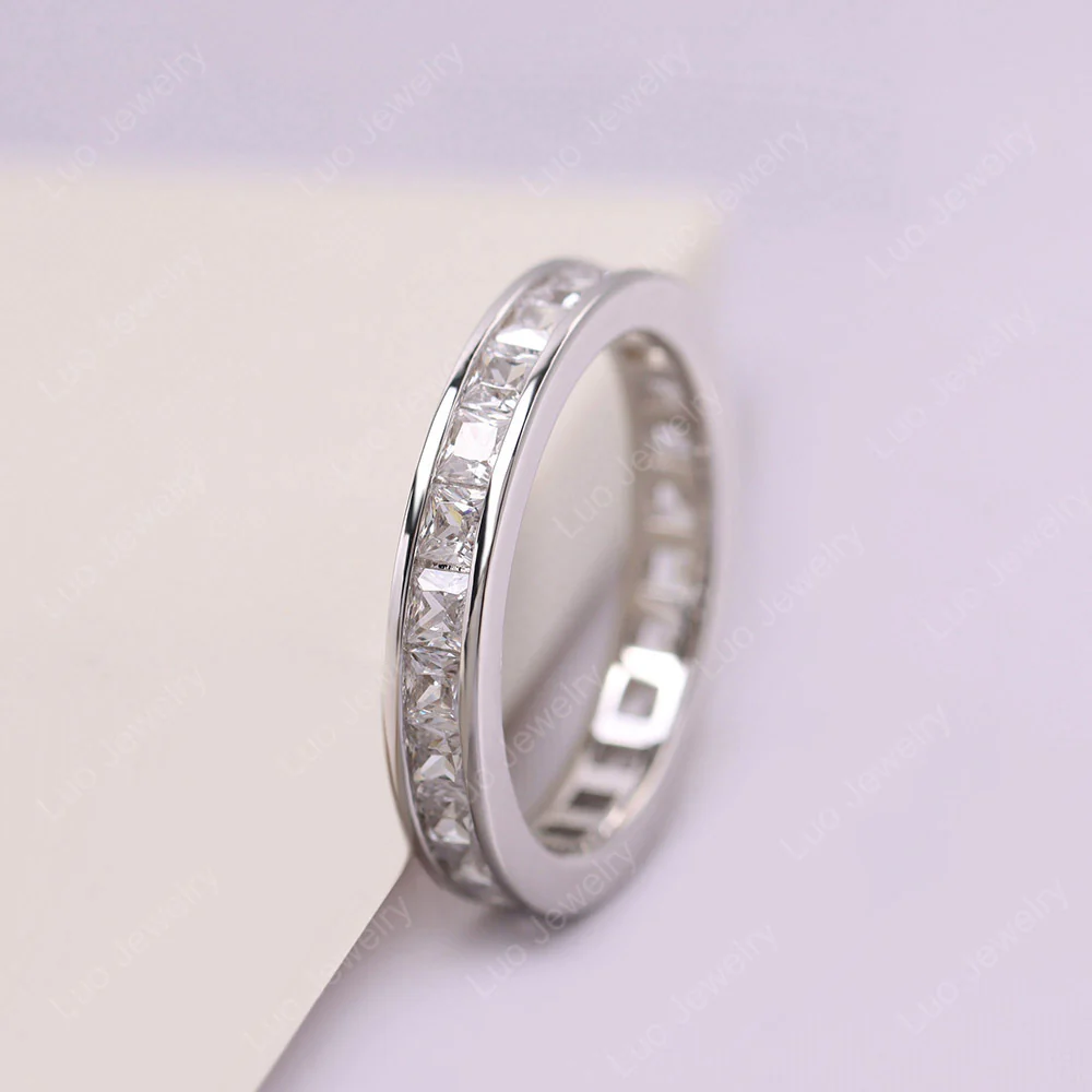 Princess Cut Cubic Zirconia Channel Eternity Ring - Image 2