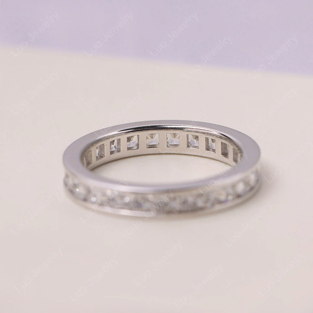 Princess Cut Cubic Zirconia Channel Eternity Ring - Image 3