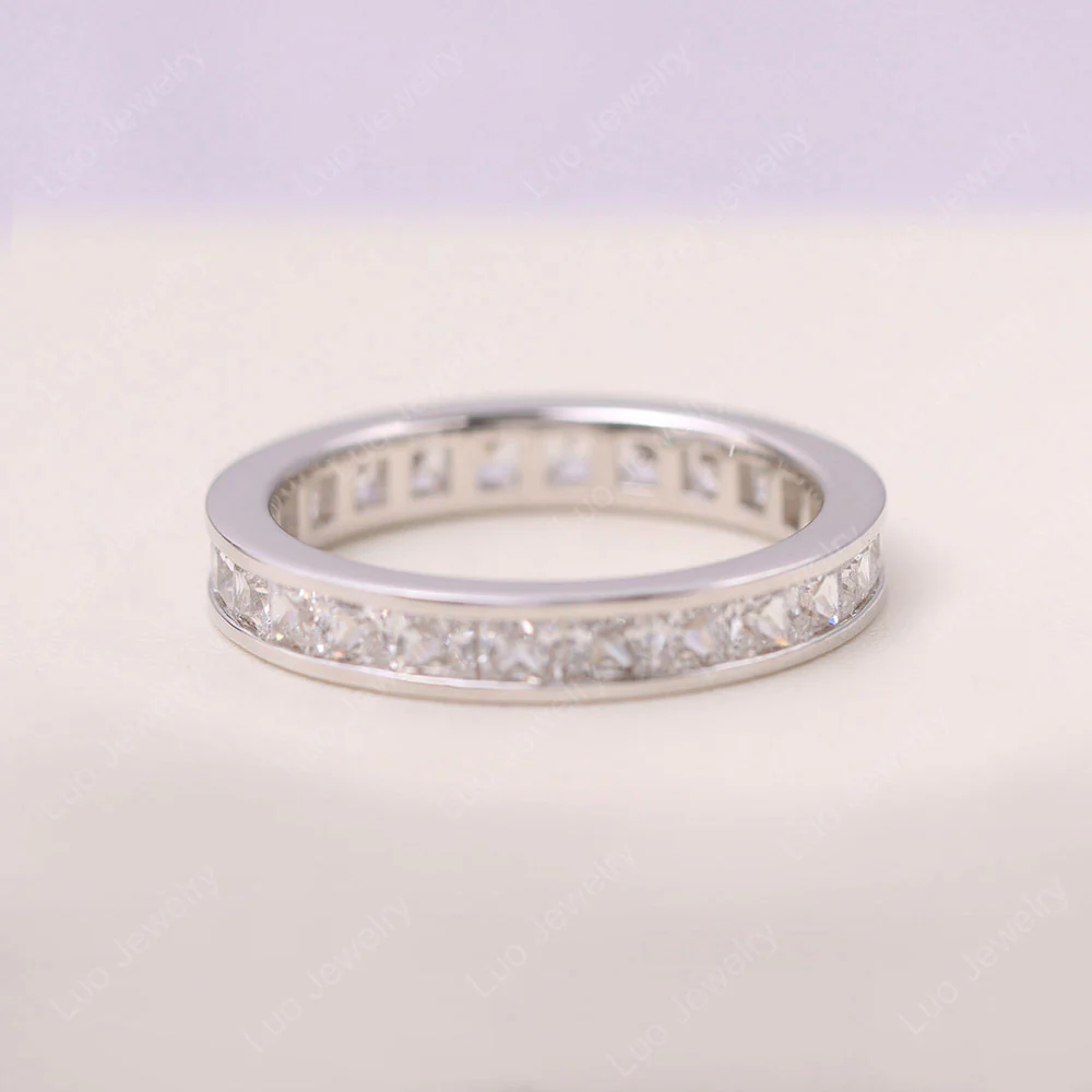 Princess Cut Cubic Zirconia Channel Eternity Ring - Image 4