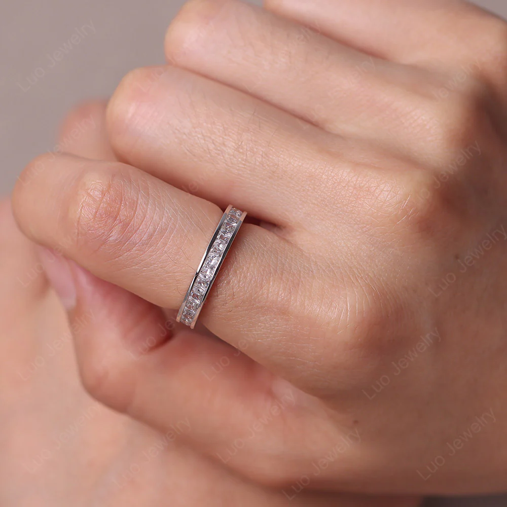 Princess Cut Cubic Zirconia Channel Eternity Ring - Image 5