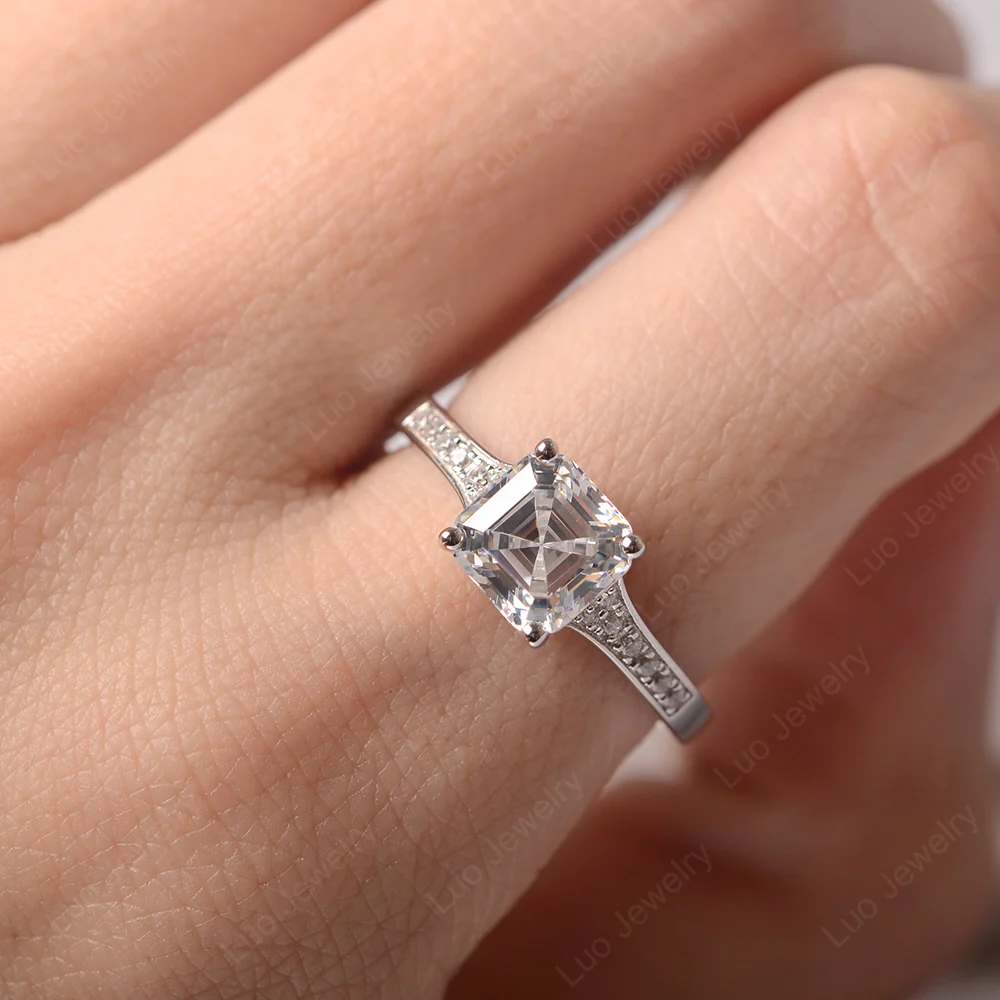 Cubic Zirconia Asscher Cut Ring - Image 5