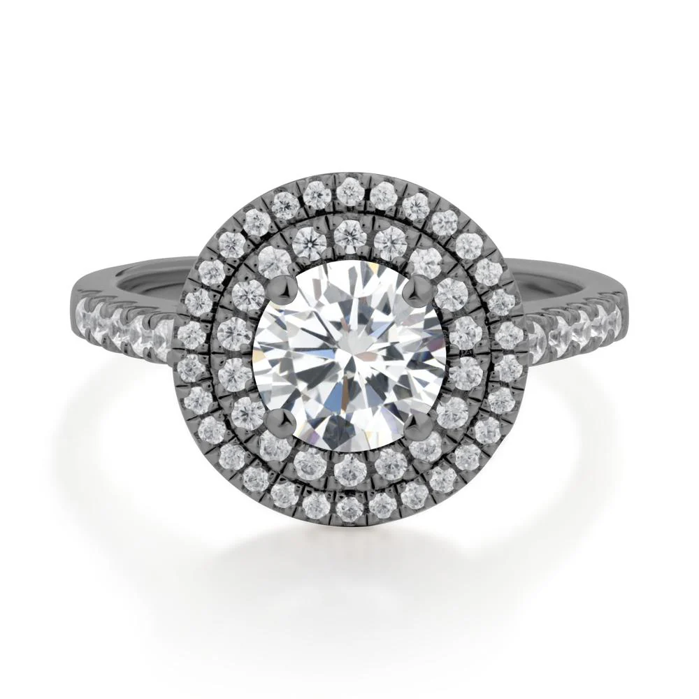 Cubic Zirconia Ring Double Halo - Image 6