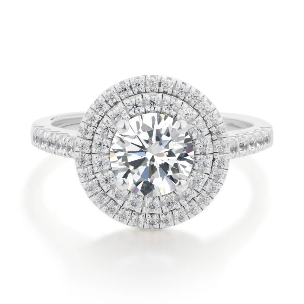 Cubic Zirconia Ring Double Halo - Image 7