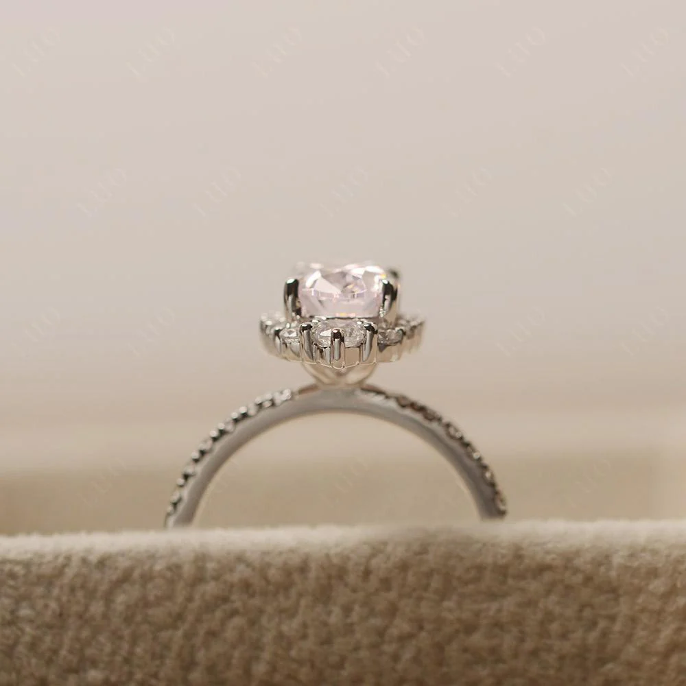 Oval Pink Cubic Zirconia Halo Cluster Ring - Image 14