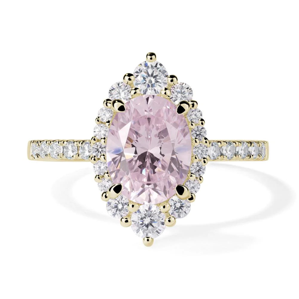Oval Pink Cubic Zirconia Halo Cluster Ring - Image 4