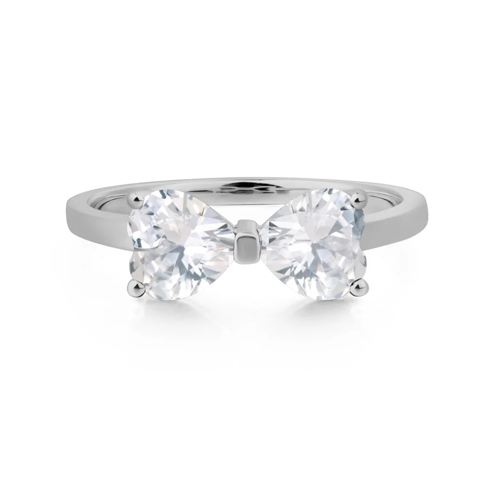 Cubic Zirconia Two Stone Heart Ring - Image 6
