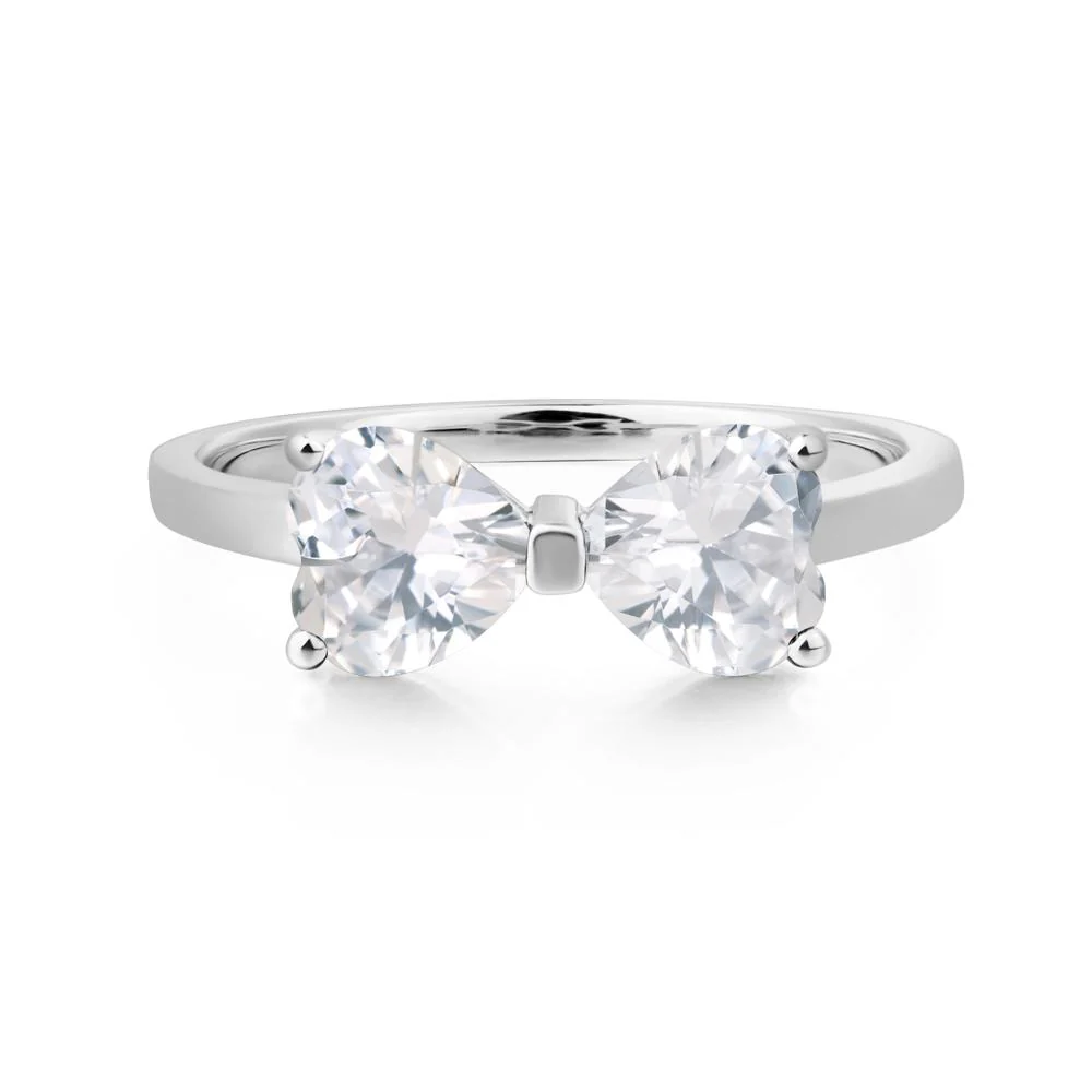 Cubic Zirconia Two Stone Heart Ring - Image 7