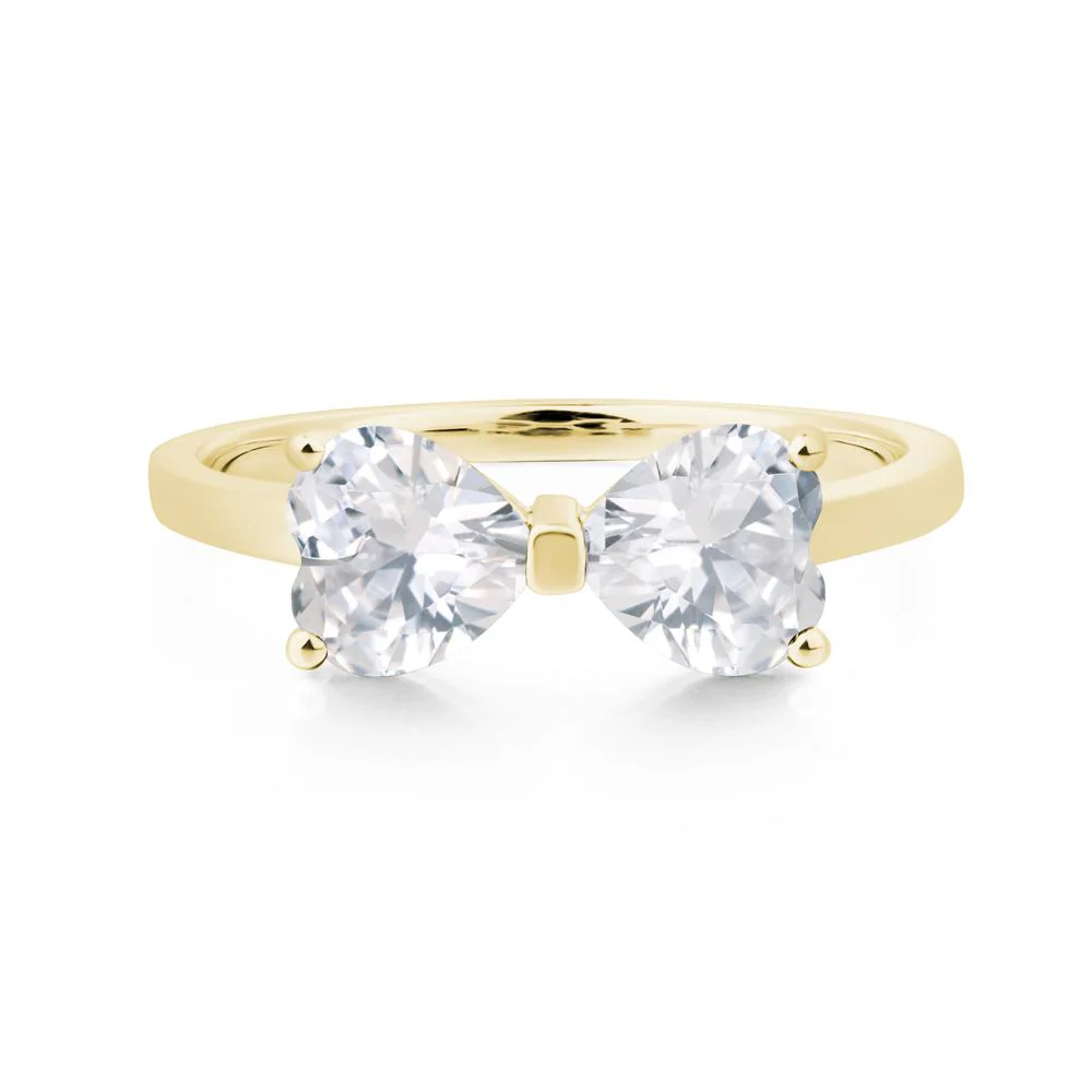 Cubic Zirconia Two Stone Heart Ring - Image 8
