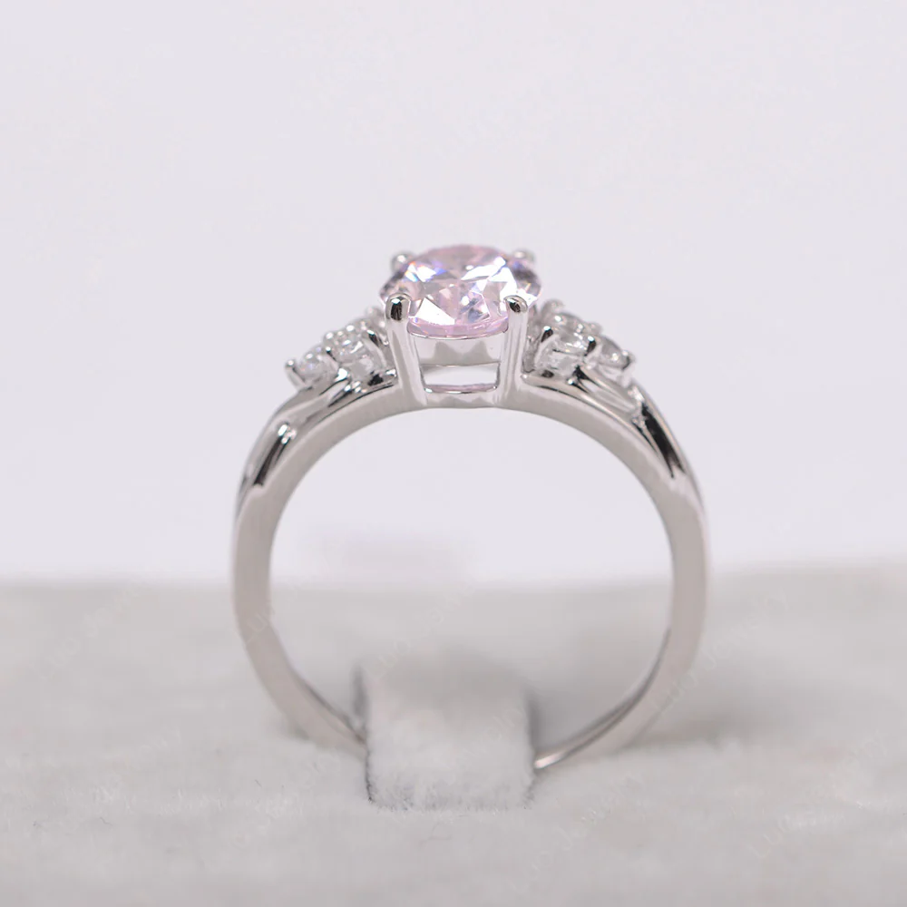 Oval Pink Cubic Zirconia Twist Engagement Ring - Image 3